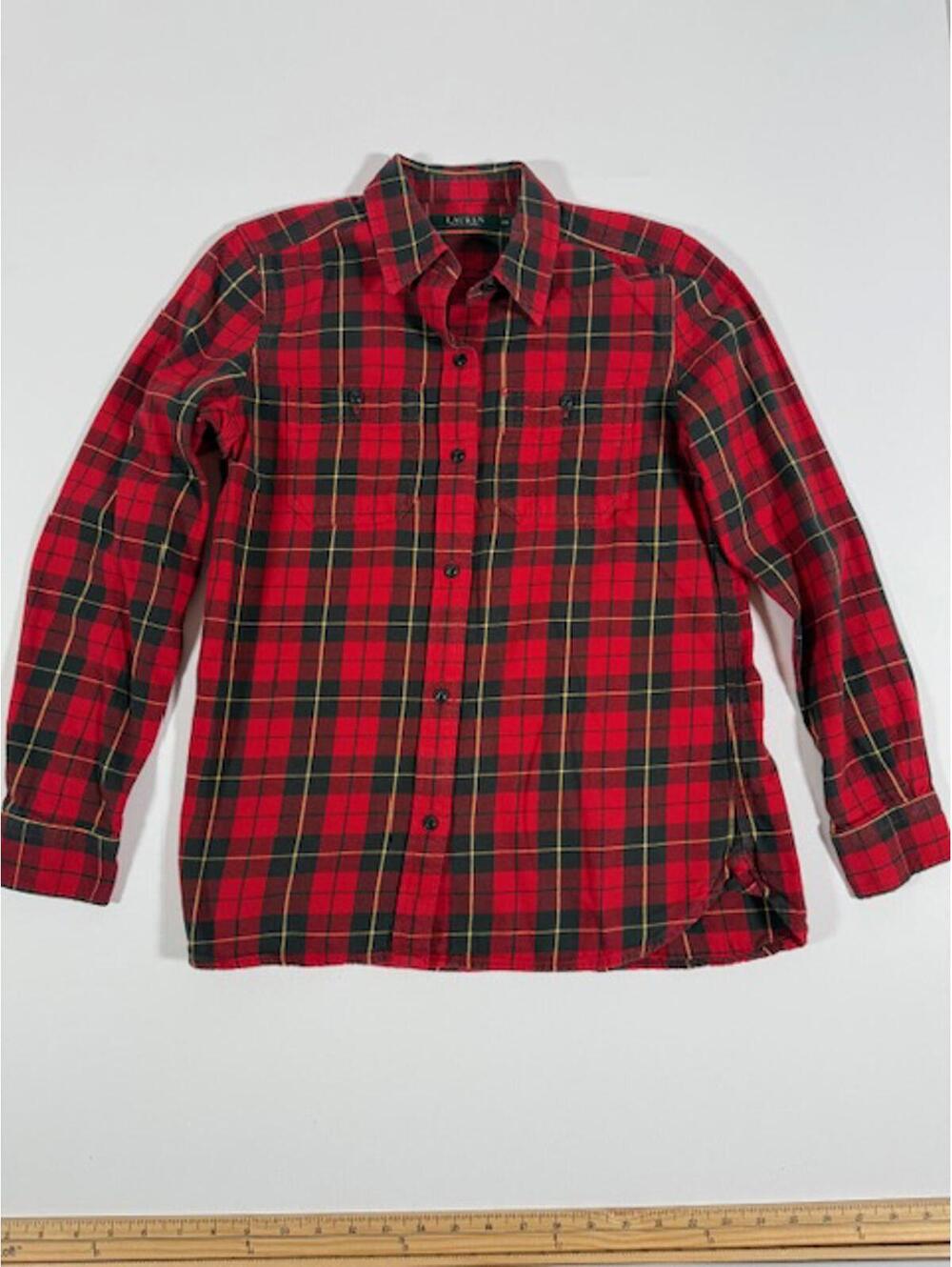 Lauren Ralph Lauren Women's Red Plaid Casual Shirt, Size PS